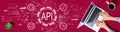 API - application programming interface concept with person using a laptop Royalty Free Stock Photo