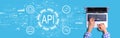 API - application programming interface concept with person using a laptop Royalty Free Stock Photo