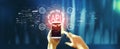 API - application programming interface concept with person using smartphone Royalty Free Stock Photo
