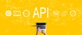 API - application programming interface concept with person working with laptop Royalty Free Stock Photo