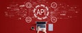 API - application programming interface concept with person working with laptop Royalty Free Stock Photo