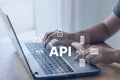 API Application Programming Interface connect services on internet and allow network data communication, a software engineer Royalty Free Stock Photo