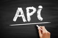 API Application Programming Interface - connection between computers or between computer programs, acronym text on blackboard Royalty Free Stock Photo