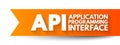 API Application Programming Interface - connection between computers or between computer programs, acronym text concept background Royalty Free Stock Photo