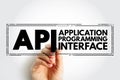 API Application Programming Interface - connection between computers or between computer programs, acronym text stamp concept Royalty Free Stock Photo