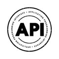 API Application Programming Interface - connection between computers or between computer programs, acronym text stamp concept Royalty Free Stock Photo