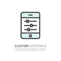 API Application Programming Interface, Custom Settings and Preferences, Sliders on Mobile Phone Screen Touch Royalty Free Stock Photo