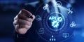 API application programming interface function and procedure development technology concept on screen. Royalty Free Stock Photo