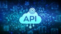 API. Application Programming Interface icon. Software development tool, information technology and business concept. Binary data Royalty Free Stock Photo