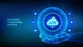 API. Application Programming Interface in the shape of sphere with hexagon grid pattern in wireframe hand. Software development Royalty Free Stock Photo