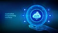API. Application Programming Interface in the shape of sphere with hexagon grid pattern in wireframe hand. Software development Royalty Free Stock Photo