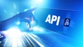 API - Application Programming Interface, software development tool, information technology and business concept.