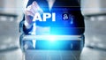 API - Application Programming Interface, software development tool, information technology and business concept. Royalty Free Stock Photo