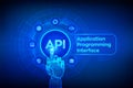 API. Application Programming Interface, software development tool, information technology and business concept on virtual screen. Royalty Free Stock Photo