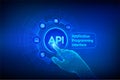 API. Application Programming Interface, software development tool, information technology and business concept on virtual screen. Royalty Free Stock Photo