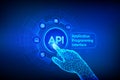 API. Application Programming Interface, software development tool, information technology and business concept on virtual screen. Royalty Free Stock Photo
