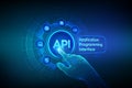 API. Application Programming Interface, software development tool, information technology and business concept on virtual screen. Royalty Free Stock Photo