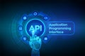 API. Application Programming Interface, software development tool, information technology and business concept on virtual screen. Royalty Free Stock Photo