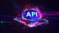 API, Application Programming Interface. Software Development Tool With Neon Futuristic Design Royalty Free Stock Photo