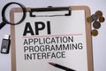 API Application Programming Interface text with drawing on notebook Royalty Free Stock Photo
