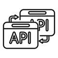 Api change secure icon outline vector. Gear hosting Royalty Free Stock Photo