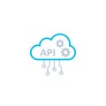 Api cloud integration icon data process. Flat vector web api cloud system pictogram