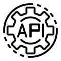 Api code gear icon, outline style Royalty Free Stock Photo