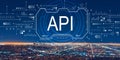 API concept with downtown Los Angeles Royalty Free Stock Photo