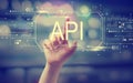 API concept with hand pressing a button Royalty Free Stock Photo