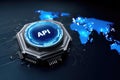Api concept structure: data exchange, software bridge, system integration, command protocol, digital connection Royalty Free Stock Photo