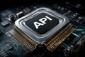 Api concept structure: data exchange, software bridge, system integration, command protocol, digital connection Royalty Free Stock Photo