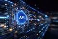 Api concept structure: data exchange, software bridge, system integration, command protocol, digital connection Royalty Free Stock Photo
