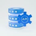 API 3d rendered icon with database server. Royalty Free Stock Photo