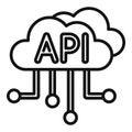 Api data cloud icon outline vector. Gear hosting internet Royalty Free Stock Photo