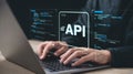 Api development concept application programming interface coding software development on laptop screen Royalty Free Stock Photo
