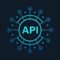API icon in flat style. Software integration vector illustration on isolated background. Algorithm programming sign business Royalty Free Stock Photo