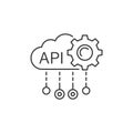 API icon in flat style. Software integration vector illustration on isolated background. Algorithm programming sign business Royalty Free Stock Photo
