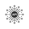 API icon in flat style. Software integration vector illustration on isolated background. Algorithm programming sign business Royalty Free Stock Photo