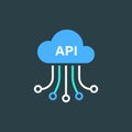 API icon in flat style. Software integration vector illustration on isolated background. Algorithm programming sign business Royalty Free Stock Photo