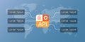 API icon in flat style. Software integration vector illustration on isolated background. Algorithm programming sign business Royalty Free Stock Photo