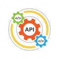 API icon in flat style. Software integration vector illustration on isolated background. Algorithm programming sign business Royalty Free Stock Photo