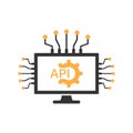 API icon in flat style. Software integration vector illustration on isolated background. Algorithm programming sign business Royalty Free Stock Photo