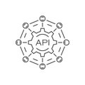 API icon in flat style. Software integration vector illustration on isolated background. Algorithm programming sign business Royalty Free Stock Photo