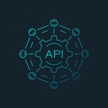 API icon in flat style. Software integration vector illustration on isolated background. Algorithm programming sign business Royalty Free Stock Photo