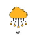 API icon in flat style. Software integration vector illustration on isolated background. Algorithm programming sign business Royalty Free Stock Photo