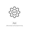 Api icon vector from web design and programming collection. Thin line api outline icon vector illustration. Outline, thin line api