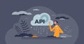 API integration for application data exchange connection tiny person concept