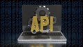 API Integration and Artificial Intelligence Technology Concept on Laptop 3d render Royalty Free Stock Photo