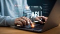Api integration development concept application programming interface software engineer coding laptop Royalty Free Stock Photo