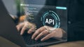 Api integration and development for software applications and web services with coding and programming skills Royalty Free Stock Photo